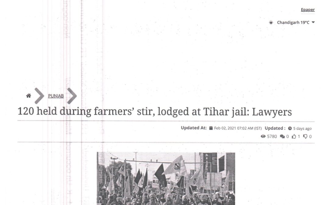 120 held during farmers’ stir, lodged at Tihar jail: Lawyers