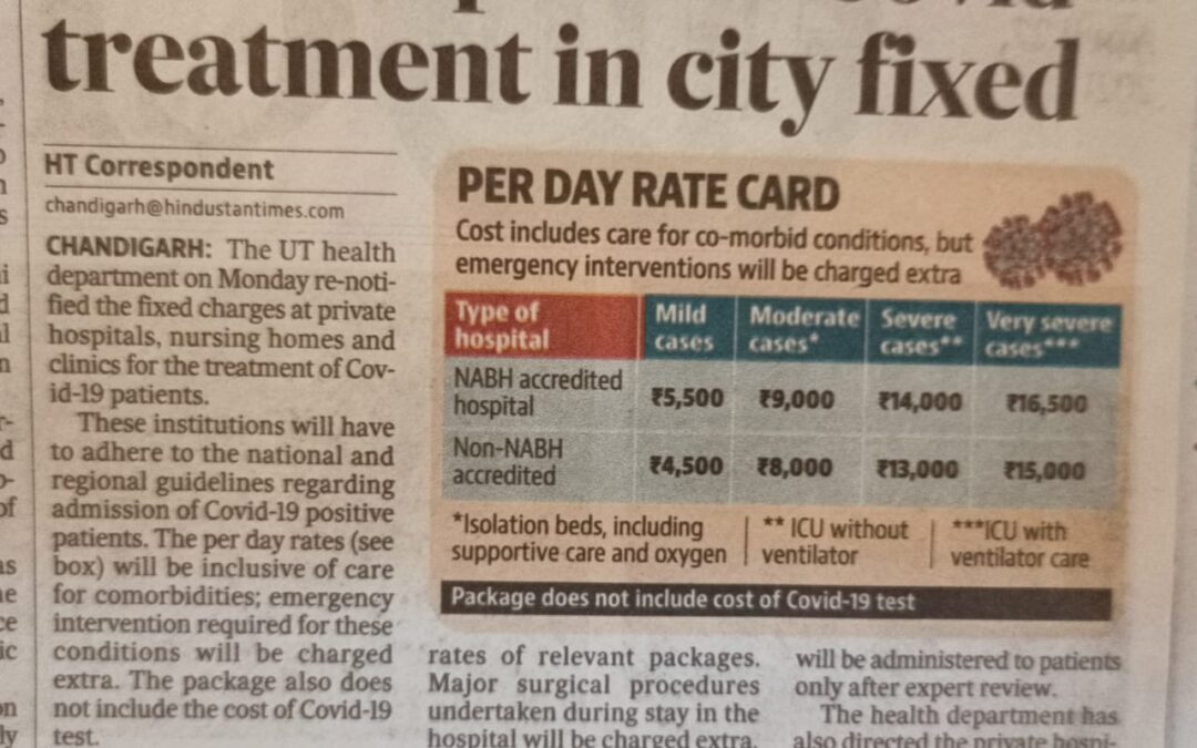 UT HEALTH DEPT. HAS BROUGHT TO THE NOTICE OF  PUBLIC THE CHARGES FOR TREATMENT OF COVID-19 PATIENTS